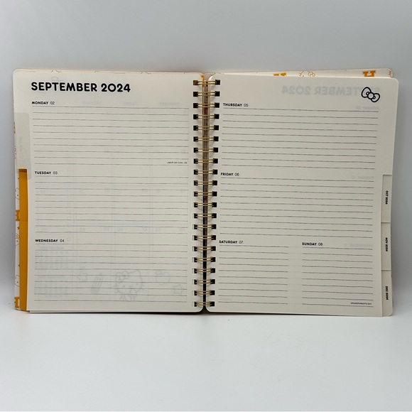 Sanrio Hello Kitty 2025 Large Spiral 17-month Planner - Gold Soft Leather Cover - Picture 10 of 14